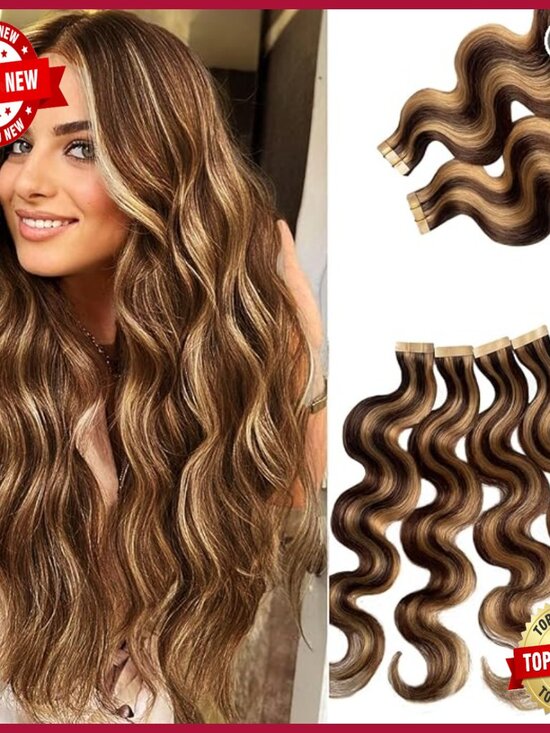 22 Inch Human Hair Tape In Extensions 20pcs Body Wave Seamless Weft main image 7